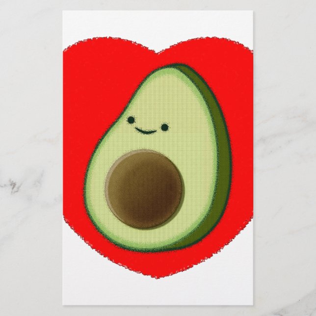 Papelaria Avocado Bonito No Coração Vermelho (Frente)