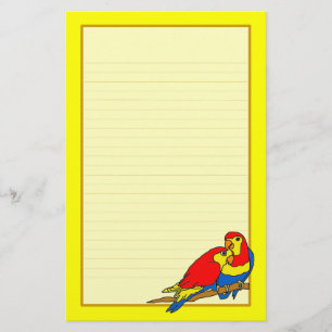 Papelaria Azul Amarelo Vermelho Pássaros com Amor Bons Papéi