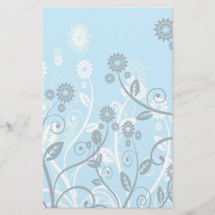Papelaria Azul Azul Moderno Floral
