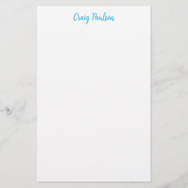Papelaria Azul Branco Seu Nome Calliografia Minimalista Excl (Frente)