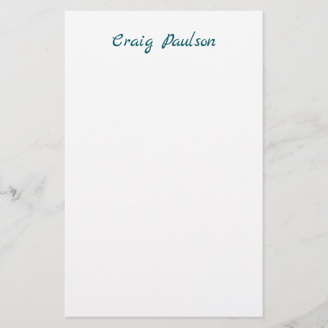 Papelaria Azul Branco Seu Nome Único Especial Minimalista (Frente)