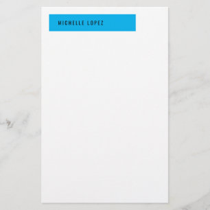 Papelaria Azul Celeste Branco Clássico Elegante Simples