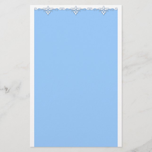 Papelaria Azul-claro da borda do ornamento da safra (Frente)