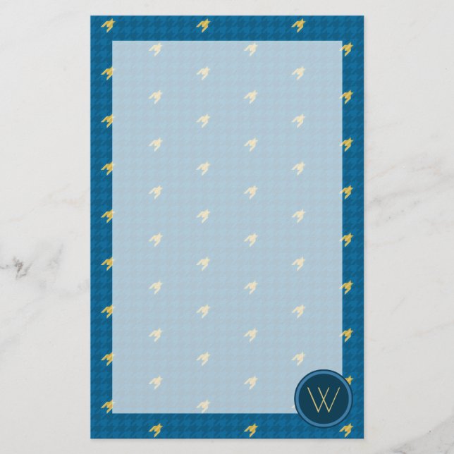 Papelaria Azul com Dourada Carta de Alto Destaque (Frente)