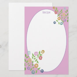 Papelaria Azul Cor-De-Rosa E Floral Púrpura Acentos