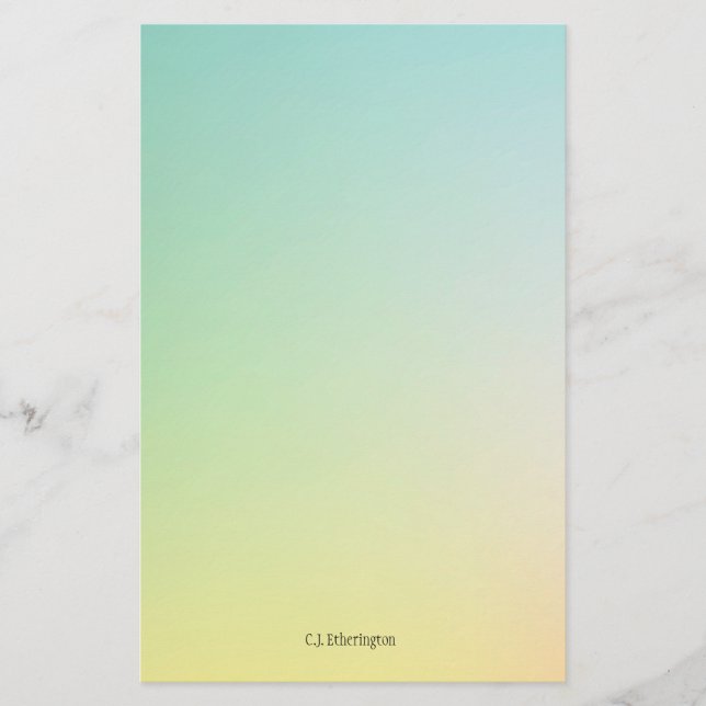 Papelaria Azul de Ombre/Amarelo Personalizado (Frente)