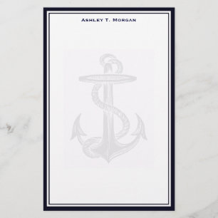 Papelaria Azul de Simplicidade Náutica/Branco Personalizado