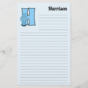 Papelaria Azul Hippo Mongramed - Letra H Vinculada