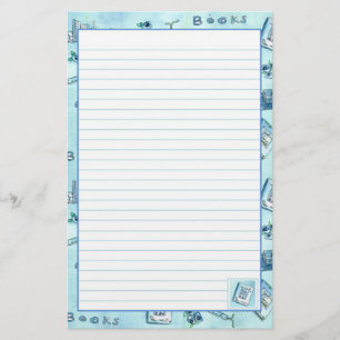Papelaria Azul Pastel dos livros de leitura alinhado