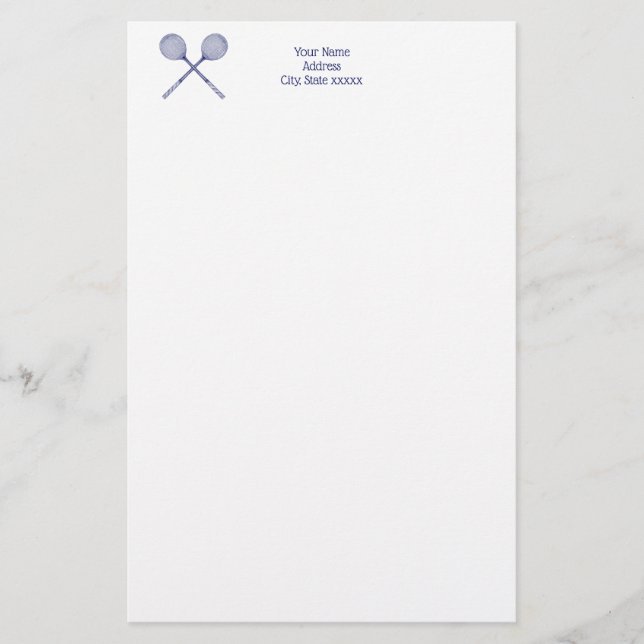 Papelaria Azul Raquetas Esmagadas Cruzadas (Frente)