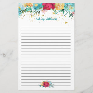 Papelaria Azul Turquesa e Cor-de-Rosa Personalizados