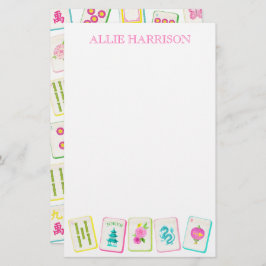 Papelaria Azulejos Watercolor Bright Mahjong Personalizados