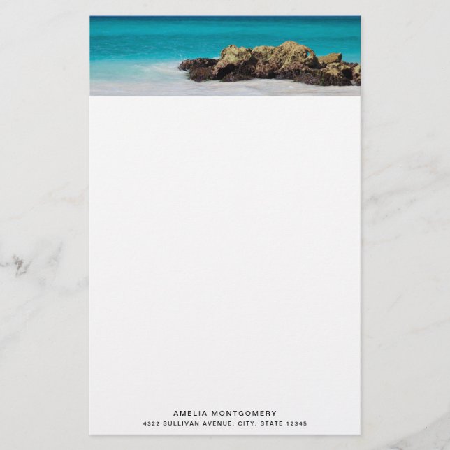 Papelaria Azure Ocean Sandy Beach Photo (Frente)