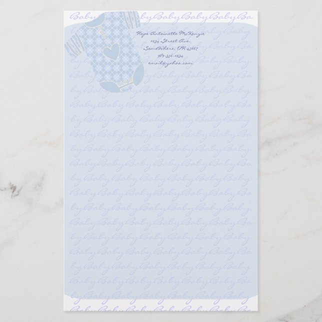 Papelaria Baby Heart Rattle Argyle Onsie Baby Blue (Frente)