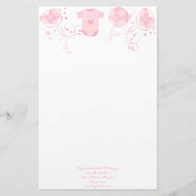 Papelaria Baby Heart Rattle Argyle Onsie Pink (Frente)