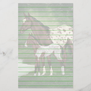 Papelaria Baía e White Appaloosa Mare e Foal Impressão
