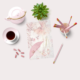 Papelaria Ballerina en Pointe com Parasol Cor-de-Rosa