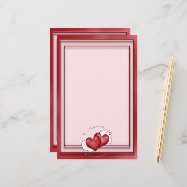 Papelaria Balões do Coração com Pequenos Corações (Frente/Verso In Situ)