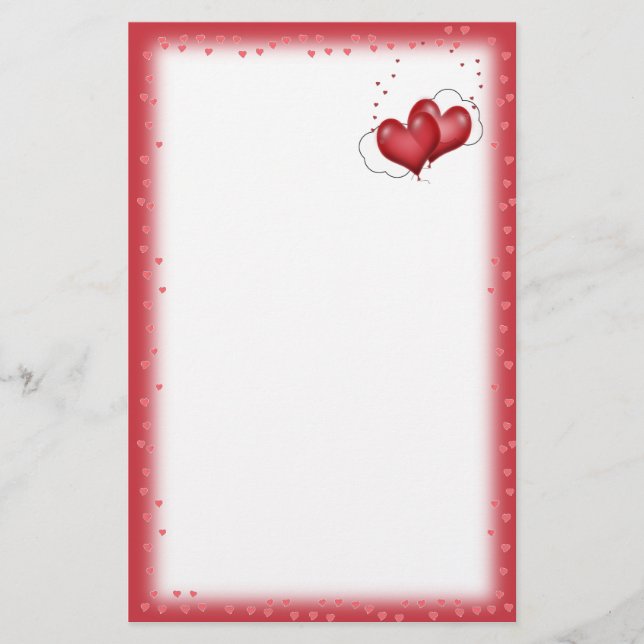 Papelaria Balões do Coração com Pequenos Corações (Frente)