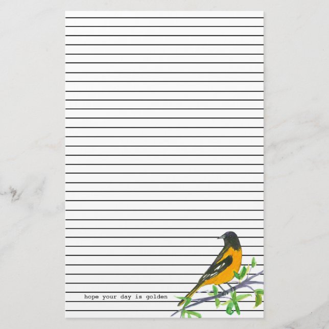 Papelaria Baltimore Oriole Day Black Lined (Frente)