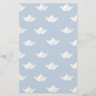 Papelaria Barcos Origami No Padrão De Água