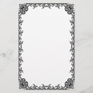 Papelaria Barroco no papel de carta preto