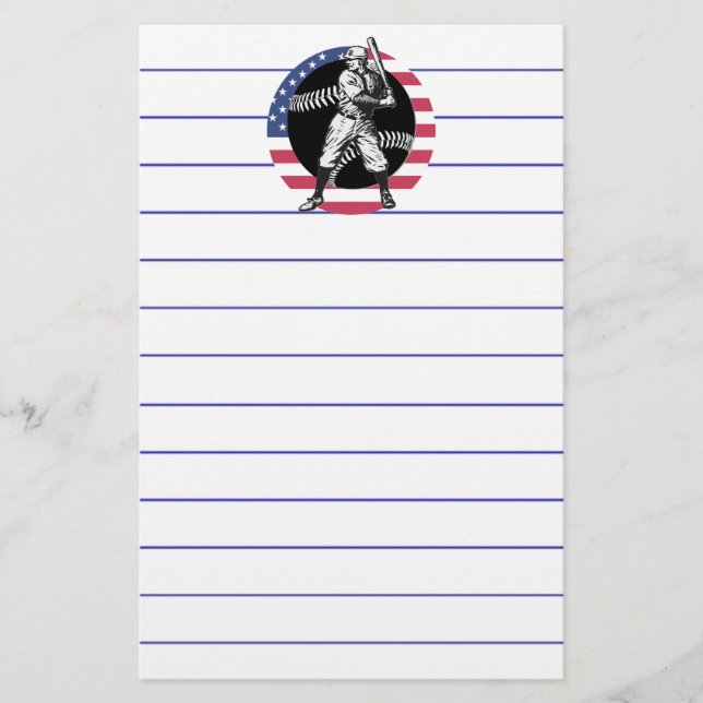 Papelaria Baseball:Papel de Carta Vintage (Frente)