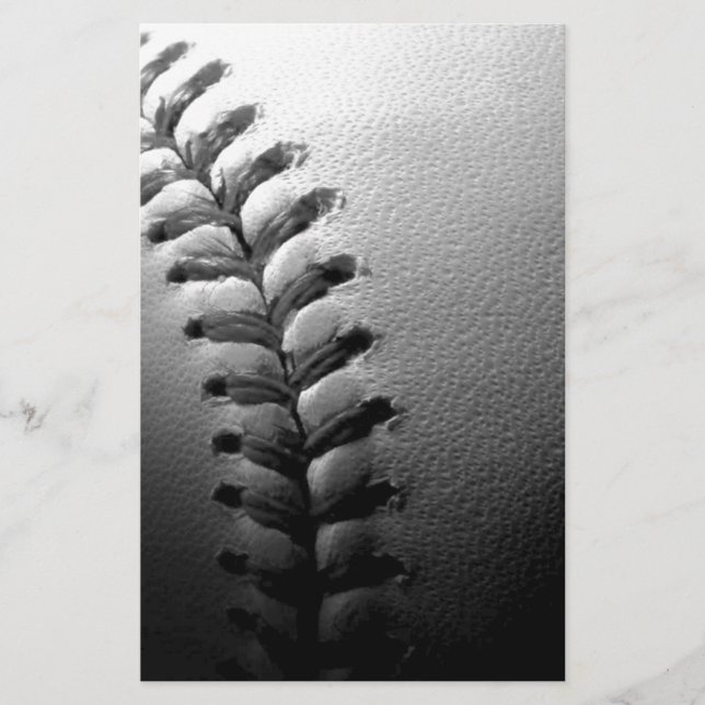 Papelaria Basebol Close-up Preto e Branco (Frente)