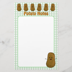 Papelaria Batata Xadrez Verde Marrom Feliz