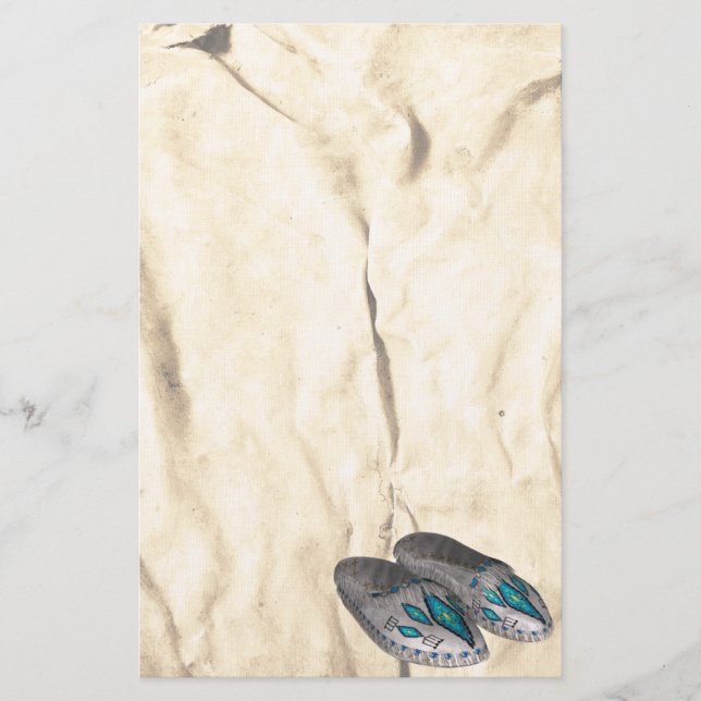 Papelaria Beaded Mocasiins Native American Stationery (Frente)