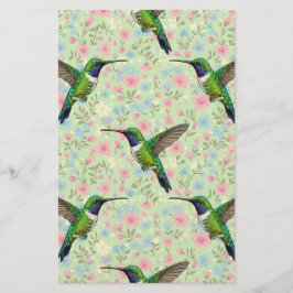 Papelaria Beija-flores em um fundo floral
