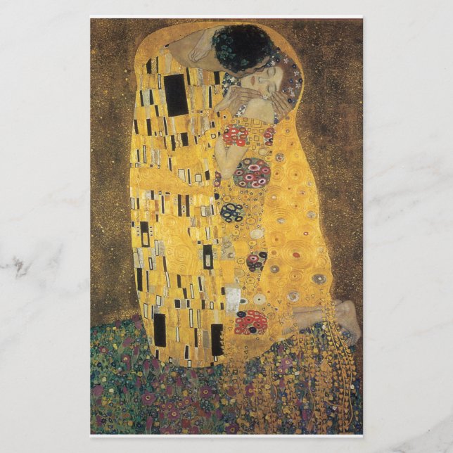 Papelaria Beijo, reprodução, pintura de Gustav Klimt, arte (Frente)