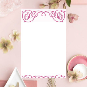 Papelaria Beira floral de Nouveau da arte customizável