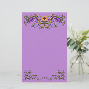 Papelaria Bela Ravícula Floral de Girassol Roxo Claro