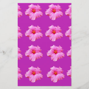 Papelaria "Beleza Negra: Hibisco Rosa numa Canvas Magenta"