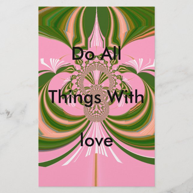 Papelaria Belo bebê rosa verde e branco Caleidoscópio (Frente)