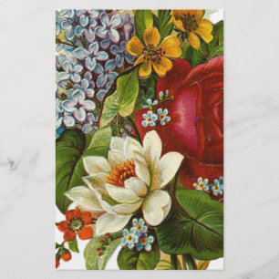 Papelaria Belo Buquê Romântico de Verão com Rosa vermelha