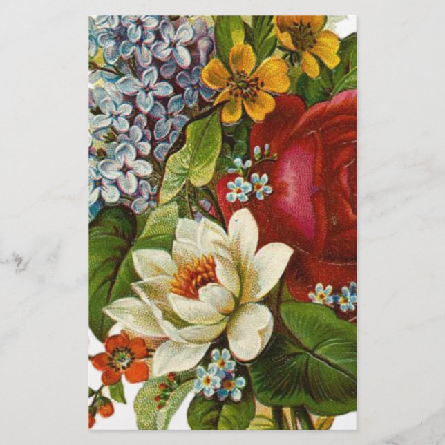 Papelaria Belo Buquê Romântico de Verão com Rosa vermelha (Frente)