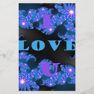 Papelaria Belo Design de Texto de Amor Azul Galático,