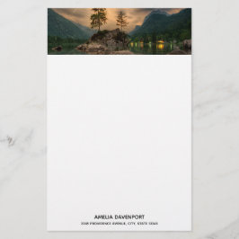 Papelaria Belo lago de montanha na fotografia da noite