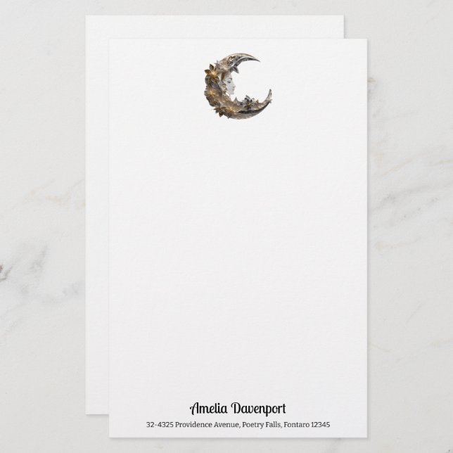 Papelaria Belo rosto na lua (Frente/Verso)