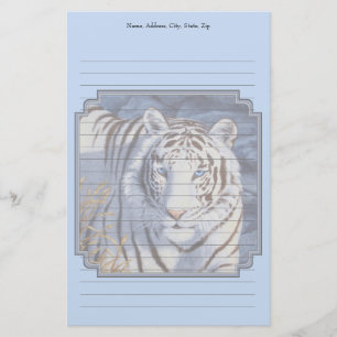 Papelaria Belo Tigre Branco com Olhos Azuis Cristais