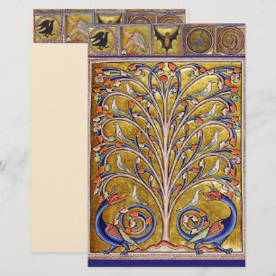 PAPELARIA BESTIÁRIO MÉDIO, AVES NA ÁRVORE DA VIDA,DRAGÕES