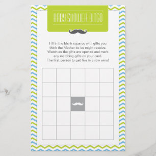 Papelaria Bingo de Chá de fraldas de bigode/pequeno homem
