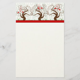 Papelaria Bird Swirl Tree Musical Wood Grain Xmas Stationery