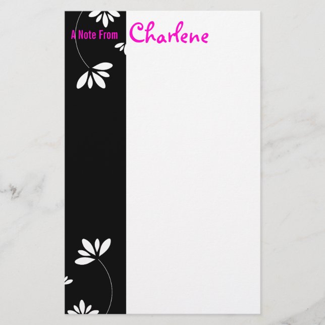 Papelaria Bloco de notas preto e branco da flor (Frente)