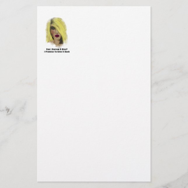 Papelaria Blona Bombshell Mulher empresta Um Beijo (Frente)