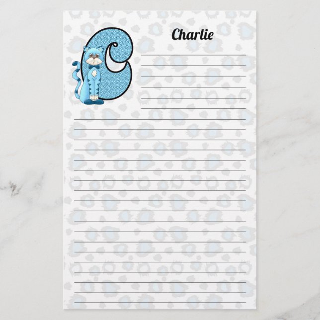 Papelaria Blue Cat Mongram Boy's Letter C Lined (Frente)