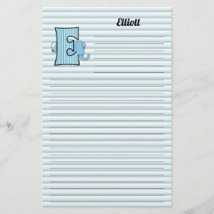 Papelaria Blue Elephant Mongrammed Letter E Lined