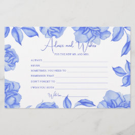Papelaria blue Floral Bridal Shower Advice and Wishes